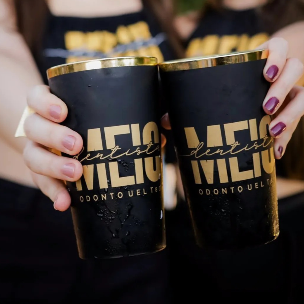 Long drink personalizado borda dourada